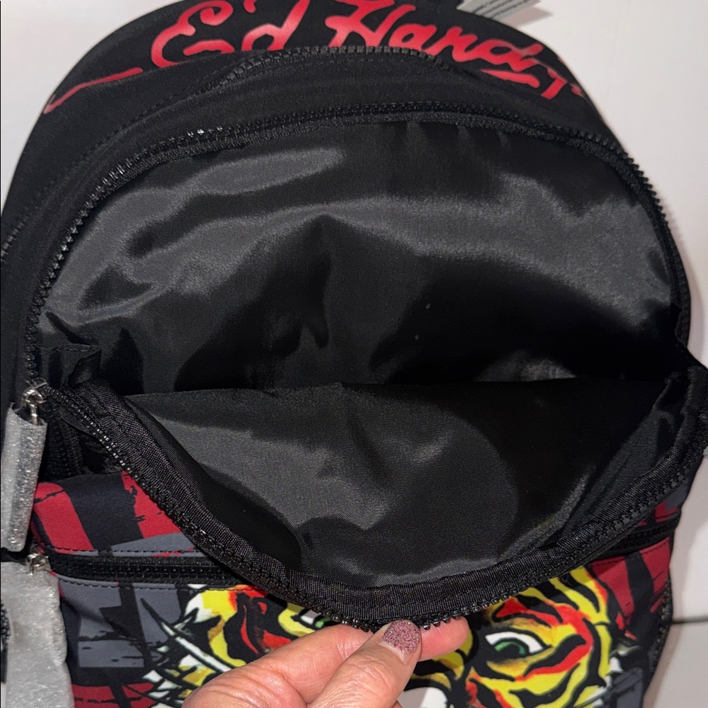 Ed Hardy Black and Red Backpack with Tiger Design - Picture 7 of 8